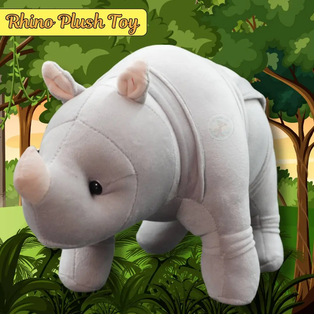 Chi Chimpu Cute Identical Big Size Rhino Plush Toys for Kids Babies Girls Educational Animal Stuff Toy Wild Animal Soft Toys